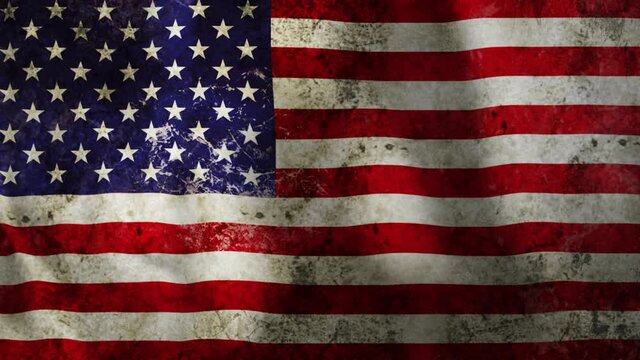 Grunge Background With Patriotic American Pattern - US Flag Waving