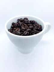 Roast coffee beans on white background