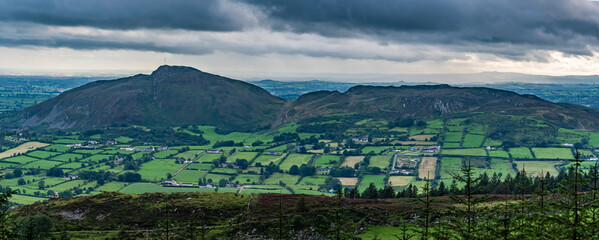 The beautiful scenery of beautiful landscape from the top of Slieve Gullion Forest Park. Photo was taken in Co Armagh, Northern Ireland.