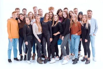 large group of diverse young people standing together