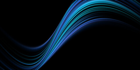 Sea Wave Abstract Navy Blue Black Neon Pattern Moon Light Silk Wavy Dark Texture Night Beach Party Background