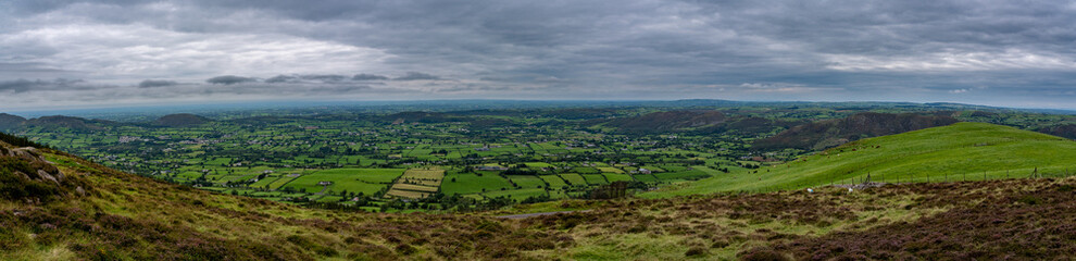The beautiful scenery of beautiful landscape from the top of Slieve Gullion Forest Park. Photo was...