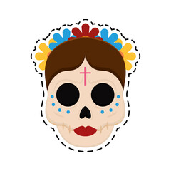 Traditional mexican skull. Dia de los muertos - Vector