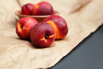 Nectarine on wooden background
