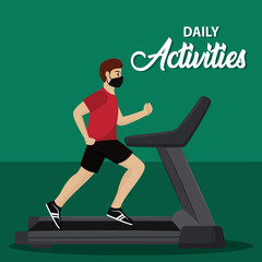 Man walk exercise with mask coronavirus protection banner - Vector