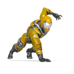 Fototapeta premium battle pilot is doing a comic action pose in white background