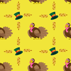 Thanksgiving day. Holiday poster design in cartoon style. Vector illustration.