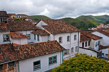 Obraz premium Typical houses on historical city of Ouro Preto, Brazil 
