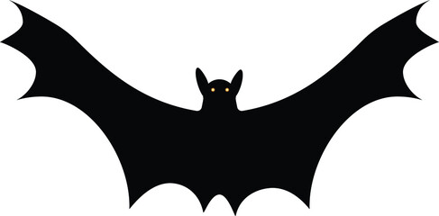 Halloween bat element with glowing eyes in black