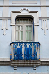 Balcony on facade in historical city of Ouro Preto, Brazil