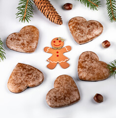 christmas gingerbread cookies and christmas tree
