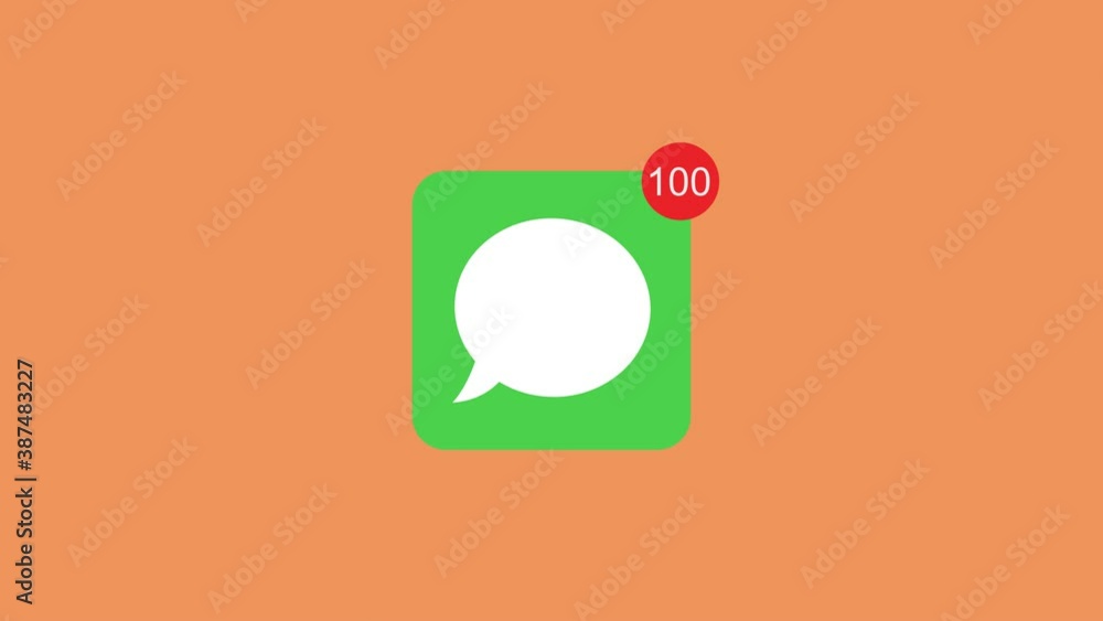 Poster chat, speech bubble with counter from 0 to 100 on round circle animation on background 4k video