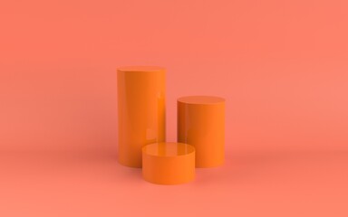 orange Abstract geometry shape background podium minimalist mock up scene 3d rendering