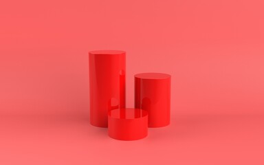 Red Abstract geometry shape background podium minimalist mock up scene 3d rendering