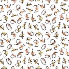 Watercolor seamless pattern with floral numbers. Artistic illustration for textile, fabric, school decoration, packaging, wrapping, wallpaper