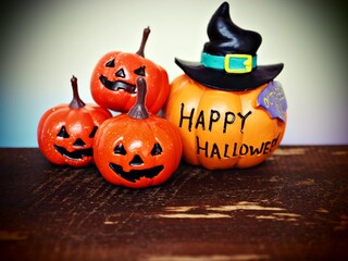 Happy halloween orange pumpkin celebration in october