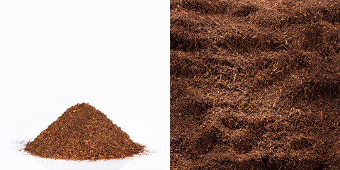 Black tea powder - Camellia sinensis. Text space