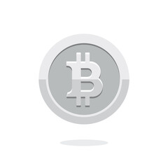 Obraz premium Bitcoin vector icon. Crypto currency symbol. Blockchain secure cryptocurrency. Crypto currency silver coin bitcoin symbol isolated on white background. Silver coin. Blockchain symbol. Money symbol. 