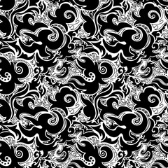 Vector black and white illustration. Graphic seamless pattern hand-drawn.