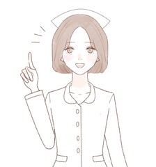 女性　看護師　指さし