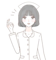 女性　看護師　OK　黒髪