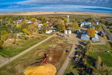 Aerial View of Carthage, South Dakota in Mid-October © Jacob