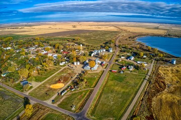 Aerial View of Carthage, South Dakota in Mid-October © Jacob