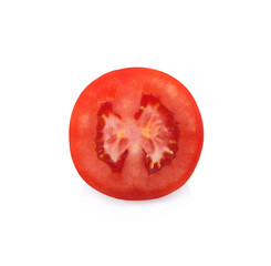 Tomato slice isolated on white background, top view