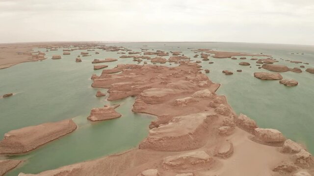 Wind erosion terrain landscape, yardang landform.
