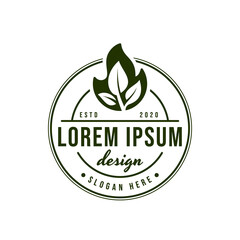fire and leaf vintage logo design
