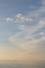 Sunset at Baltic Sea - view with ship