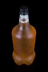 Beer growler with lager beer inside isolated on black background. Great for digital mockup design