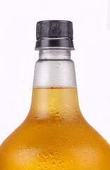 Closeup of beer growler with lager beer inside isolated on orange background. Great for digital mockup design