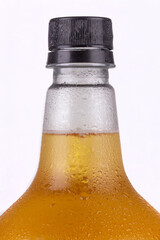 Closeup of beer growler with lager beer inside isolated on orange background. Great for digital mockup design