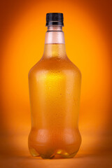 Beer growler with lager beer inside isolated on orange background. Great for digital mockup design