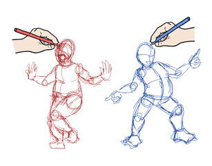 Sketch of body dancing