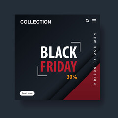 Banner for black friday black and red color