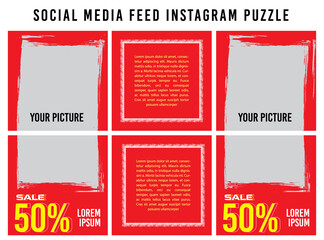 banner puzzle post feed social media vector design illustration