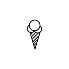 Ice cream, cold food, refreshing. Thin line, outline icon related to summer time and hot weather. Icecream. Isolated on white background EPS Vector