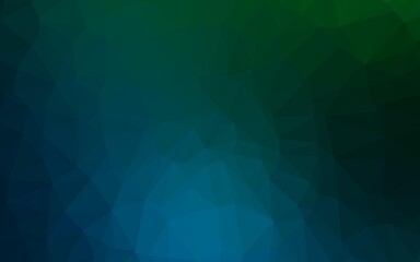 Fototapeta premium Dark Blue, Green vector shining triangular pattern.