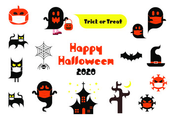 Fototapeta na wymiar Illustration material for Halloween 2020 (masked)