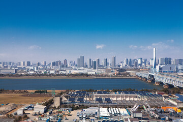 Obraz premium 葛西臨海公園の観覧車から見た豊洲周辺のビル群