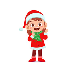 Fototapeta na wymiar happy cute little kid boy and girl wearing red christmas costume