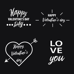 Happy Valentine's day card. Happy Valentine's Day lettering. Icons, lettering,, typography related to Valentine's day. Can be used in infographic, advertising. Vector illustration isolated on white. 