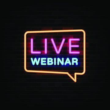 Live Webinar Neon Sign Vector