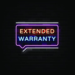 Extended warranty  neon sign vector
