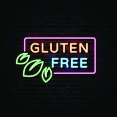 Naklejka na ściany i meble Gluten free neon sign vector. Design template neon style