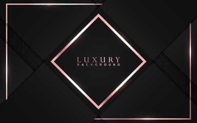 Luxury background design black and gold element decoration. Elegant paper art shape vector layout premium template for cover magazine, poster, flyer, invitation, product packaging, web banner