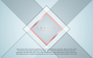 Luxury background design white and rose gold element decoration. Elegant paper art shape vector layout premium template for use cover magazine, poster, flyer, invitation, product packaging, web banner