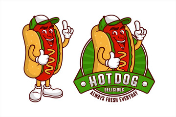 hot dog delicious mascot cartoon vector design